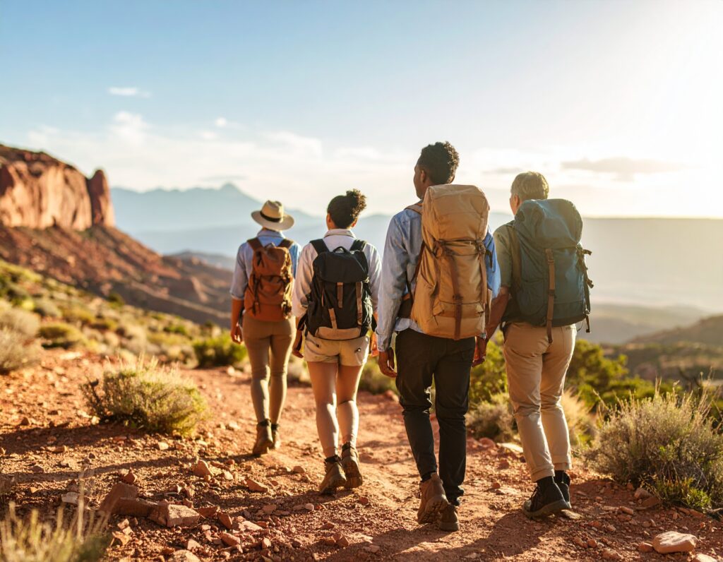 people who are hiking with nice view